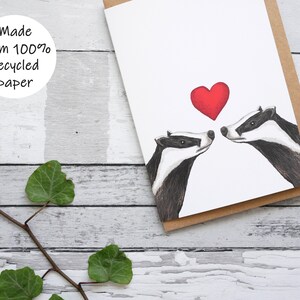 Carte illustrée de la Saint-Valentin - Carte de voeux inspirée de la faune 100 % recyclée avec emballage sans plastique - Carte de remerciement vierge