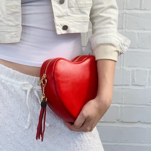 Love Heart Leather Bag, Heart Shape Bag, Valentines Day Bag, Valentines Gift, Small Heart Bag, Unusual Bag, Heart Bag