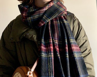 Irish Heritage Wool Scarf Green Red Blue Block Design, 52% OFF