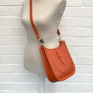 Sac bandoulière en cuir orange, sac à bandoulière orange, sac de mariage, accessoires femme, sac original, sac de soirée orange, sac à main orange
