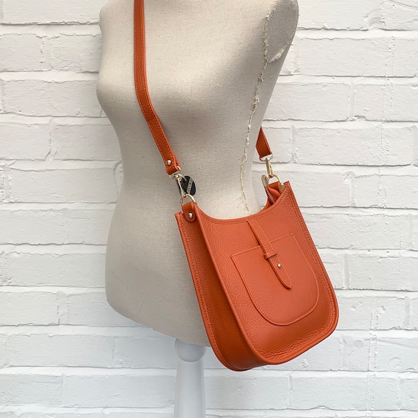Orange Leather Crossbody Bag, Orange Shoulder Bag, Wedding Bag, Women's Accessories, Unusual Bag, Orange Party Bag, Orange Handbag