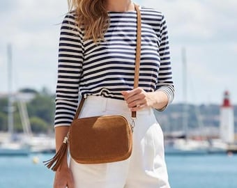 Tan Suede Crossbody Bag, Gold Hardware & Tassel Personalised Gift