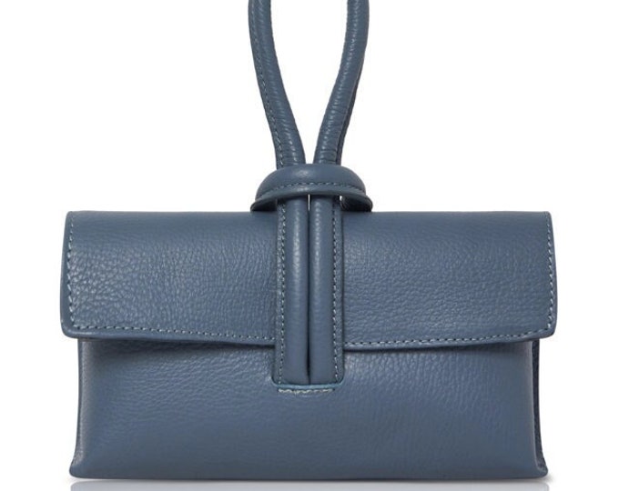 The Claris Bag - Denim Blue Leather Crossbody/Grab Bag
