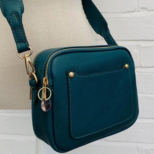 Sac à bandoulière en cuir bleu sarcelle foncé, sac à bandoulière en cuir, sac élégant, sac de tous les jours, sac à main pour femme, 3e anniversaire, cadeau en cuir