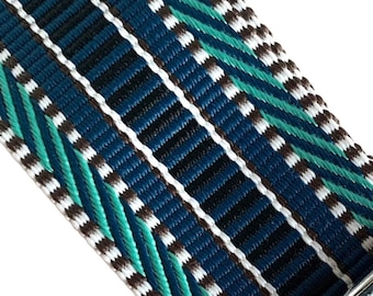 Bandoulière en toile bleue, Bandoulière de remplacement, Bandoulière à imprimé aztèque, Bandoulière réglable