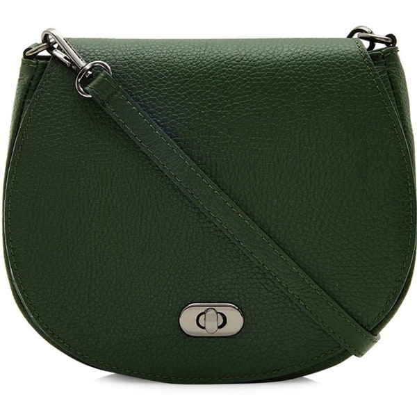 Dark Green Leather Satchel Bag, Small Green Bag, Postman Style Bag, Wedding Bag, Small Leather Crossbody Bag