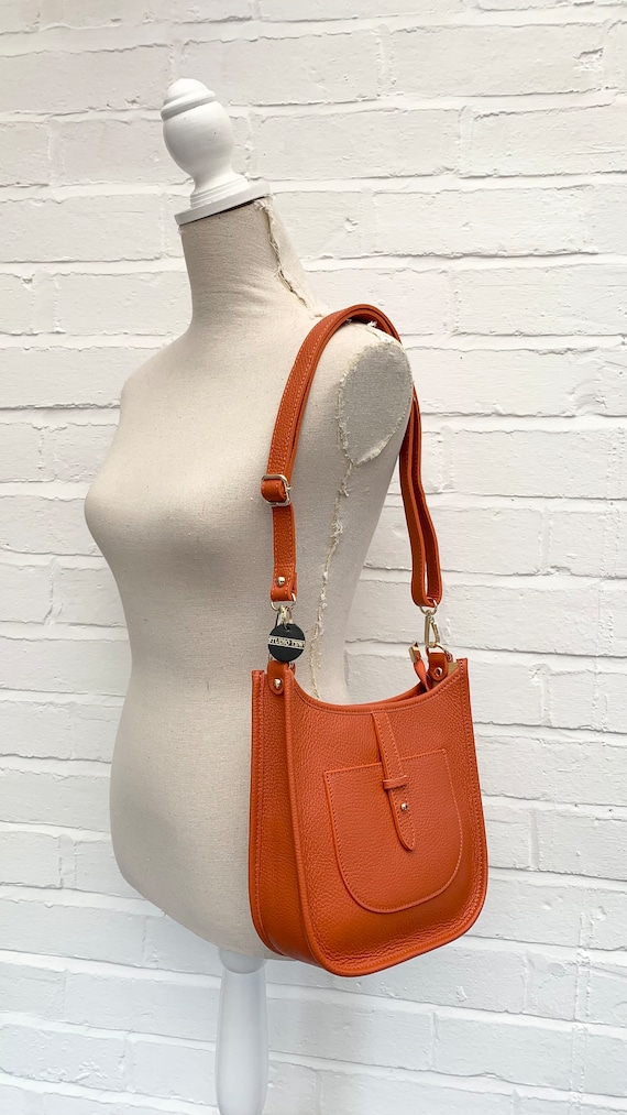 READYMADE レディメイド / SMALL SHOULDER BAG / ORANGE Emma Leather Crossbody Bag - Orange | Artisan Handmade Bags