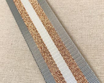 Silver & Rose Gold Canvas Bag Strap, Replacement Bag Strap, Grey Bag Strap, Adjustable Handbag Strap, Silver Strap, Purse Strap