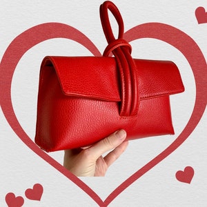 Rote Leder Clutch Bag Crossbody Bag, Rote Grab Bag, Hochzeitstasche, Damen Accessoires, Brautjungfer Tasche, ungewöhnliche Tasche, Partytasche