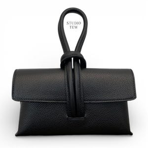 Personalised Black Leather Clutch Crossbody Bag: Handmade Italian Clutch - Claris