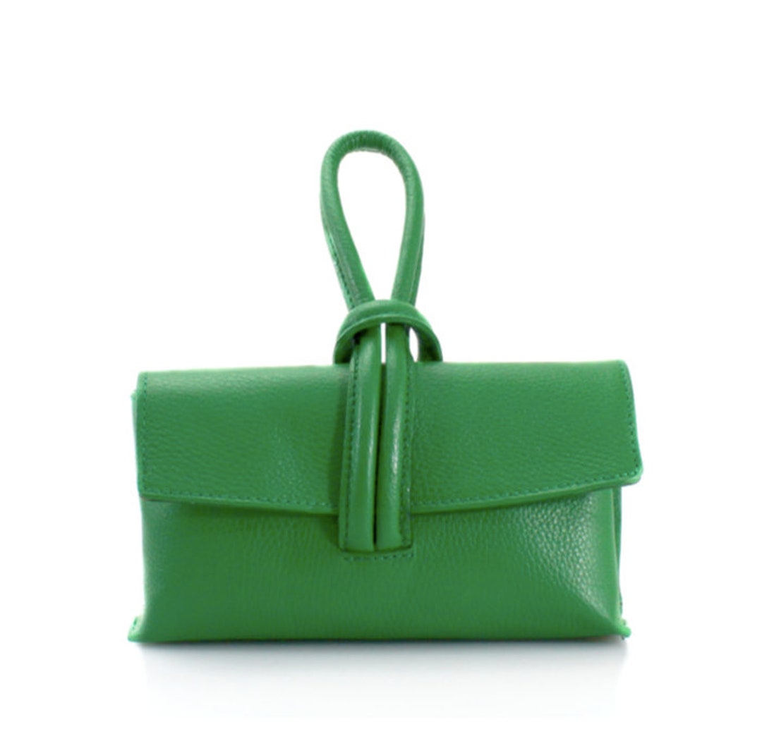 Green Leather Clutch Bag Crossbody Bag, Green Grab Bag, Wedding Bag