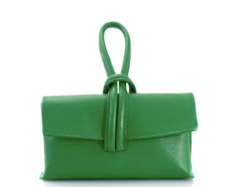Green Leather Clutch Bag Crossbody Bag, Green Grab Bag, Wedding Bag, Women's Accessories, Bridesmaid Bag, Unusual Bag, Green Party Bag