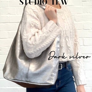 Metallic Leather Slouch Shoulder Bag, Silver Boho Bag, Rose Gold Bag, Gold Slouchy Bag, Shiny Bag, Metallic Bag, Unusual Gift image 4