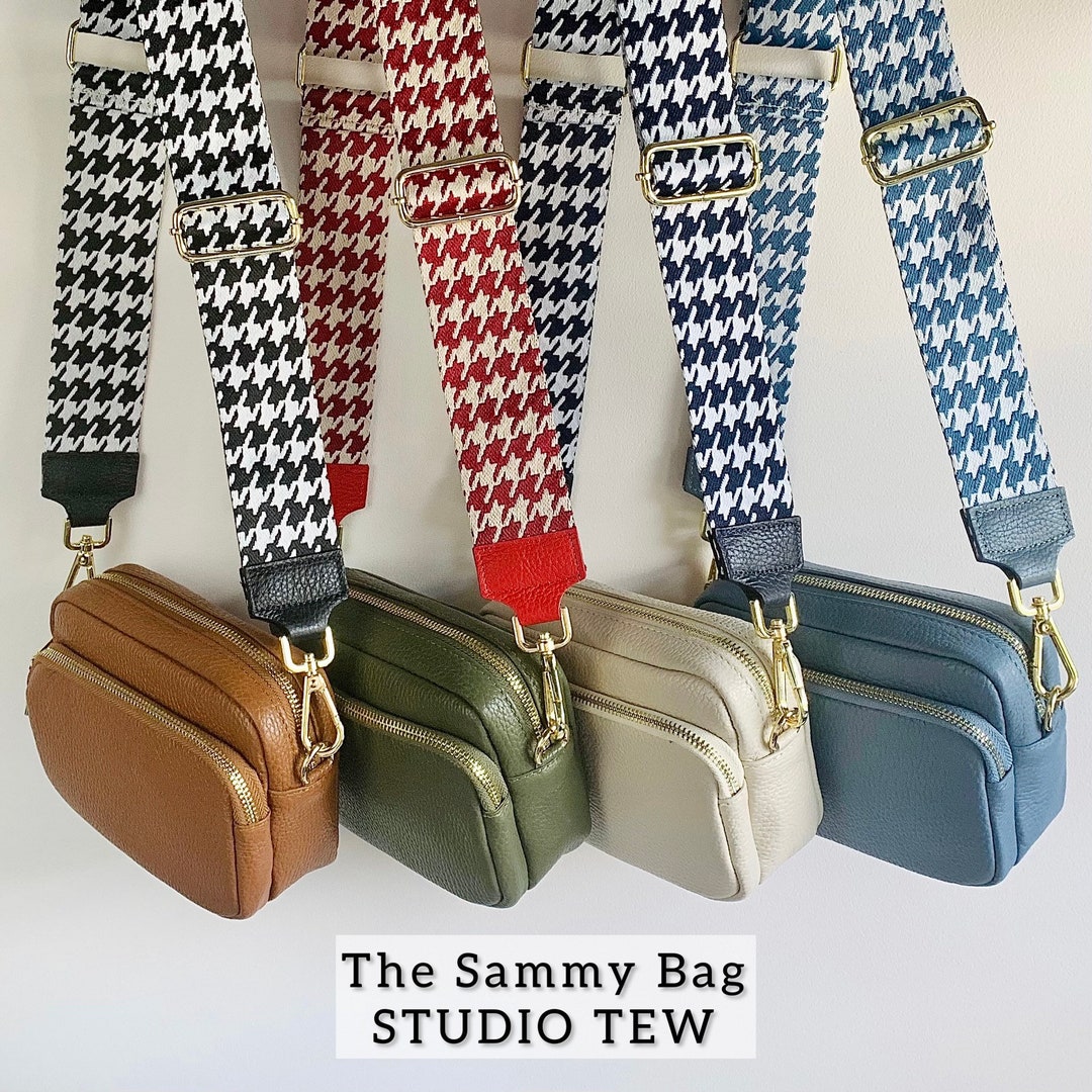 Leather Crossbody Bag With Dogtooth Strap Camera Bag With Etsy