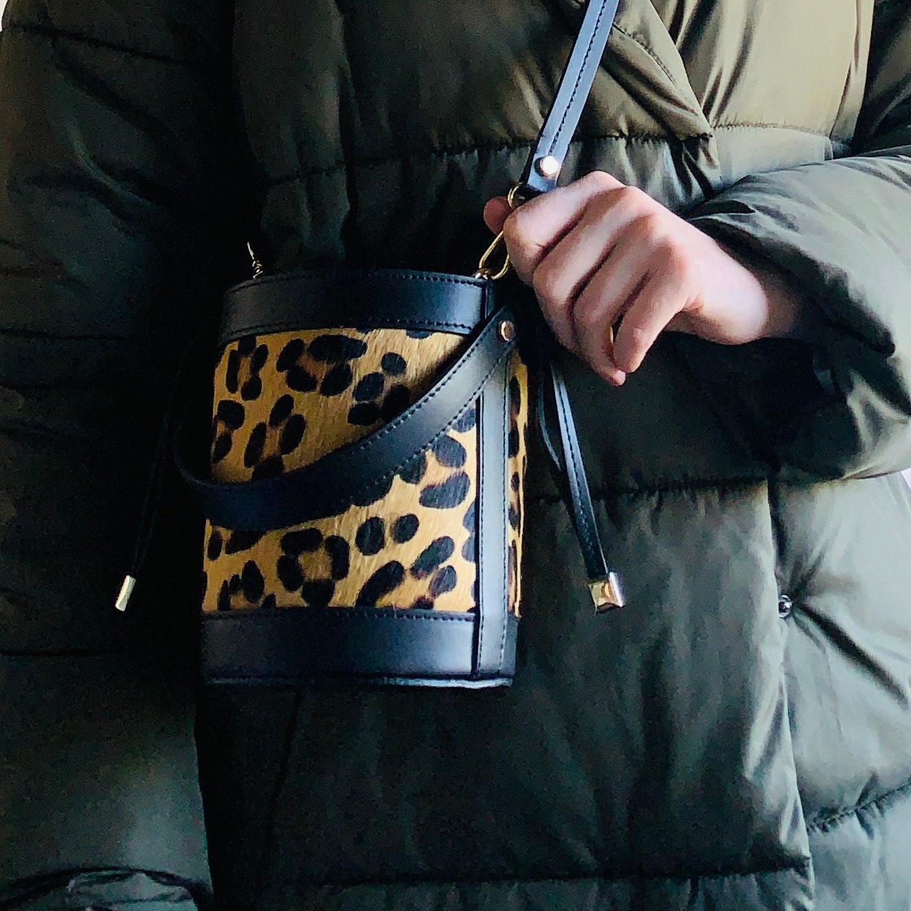 Repurposed LV Leopard pocket bag purse