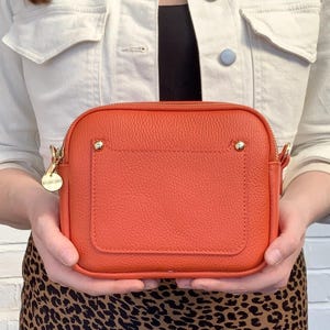Burnt Orange Leather Crossbody Bag, Leather Shoulder Bag, Stylish Bag, Everyday Bag, Women's Handbag, 3rd Anniversary, Leather Gift