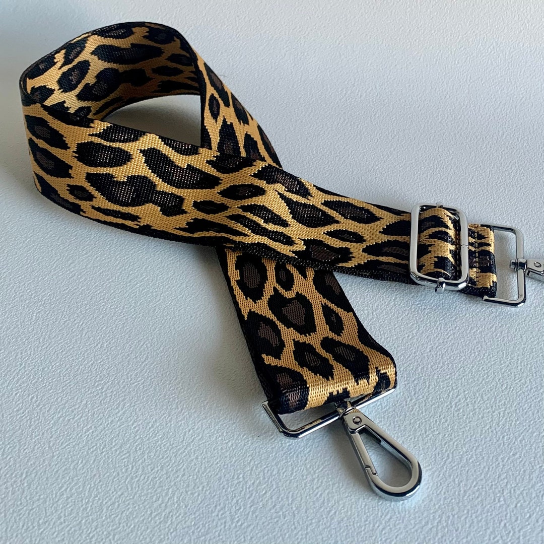 Leopard Print Bag Strap, Silver Hardware Replacement Bag Strap, Animal