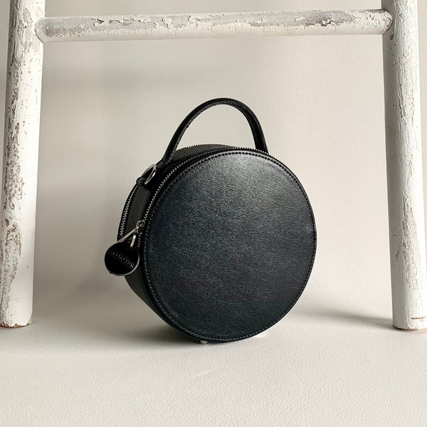 Round Leather Bag - Etsy
