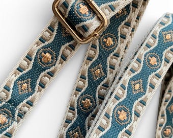 Teal Bag Strap, Purse Strap: Gold Hardware