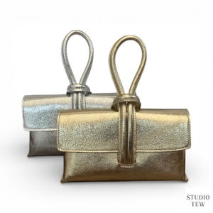 Personalised Gold Or Silver Leather Clutch Bag: Handmade Italian Clutch - Claris