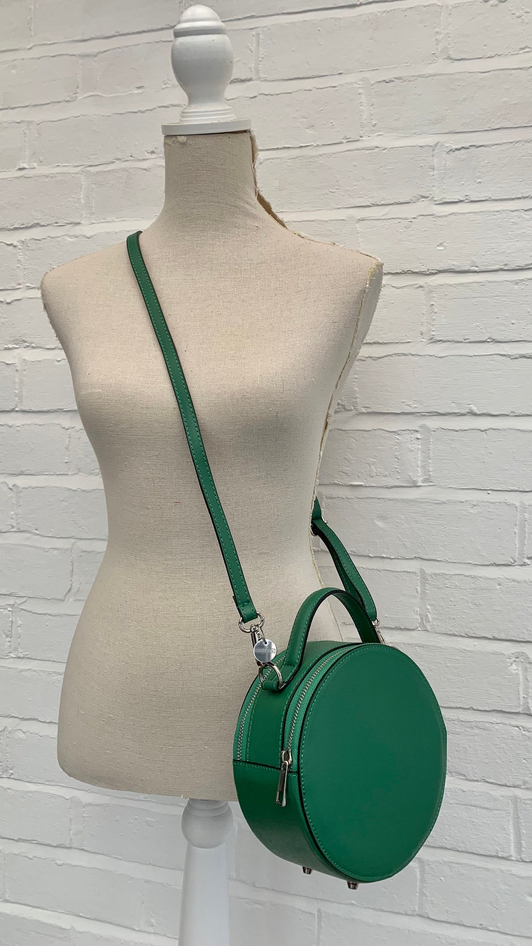 Green Round Leather Grab Bag Green Circular Bag Leather - Etsy