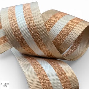 Gold Stripe Canvas Bag Strap: Adjustable Replacement Handbag Strap
