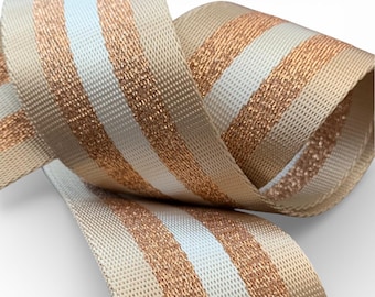Gold Stripe Canvas Bag Strap: Adjustable Replacement Handbag Strap