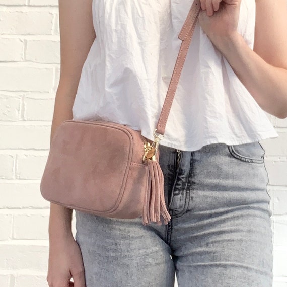 Pale Pink Suede Crossbody Bag Light Pink Suede Bag Camera Bag Tassel Bag Wedding Bag Suede Tassel Bag Etsy Canada
