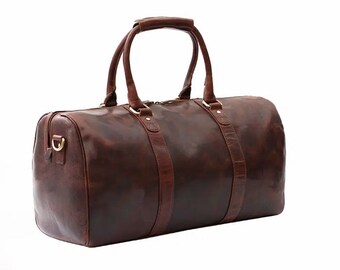 The Roma Duffle - Brown Leather Overnight Bag