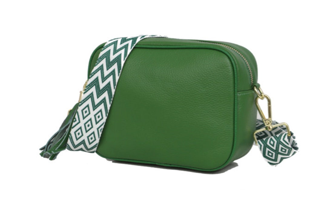 Green Leather Crossbody Bag With Strap Green Camera Bag Etsy