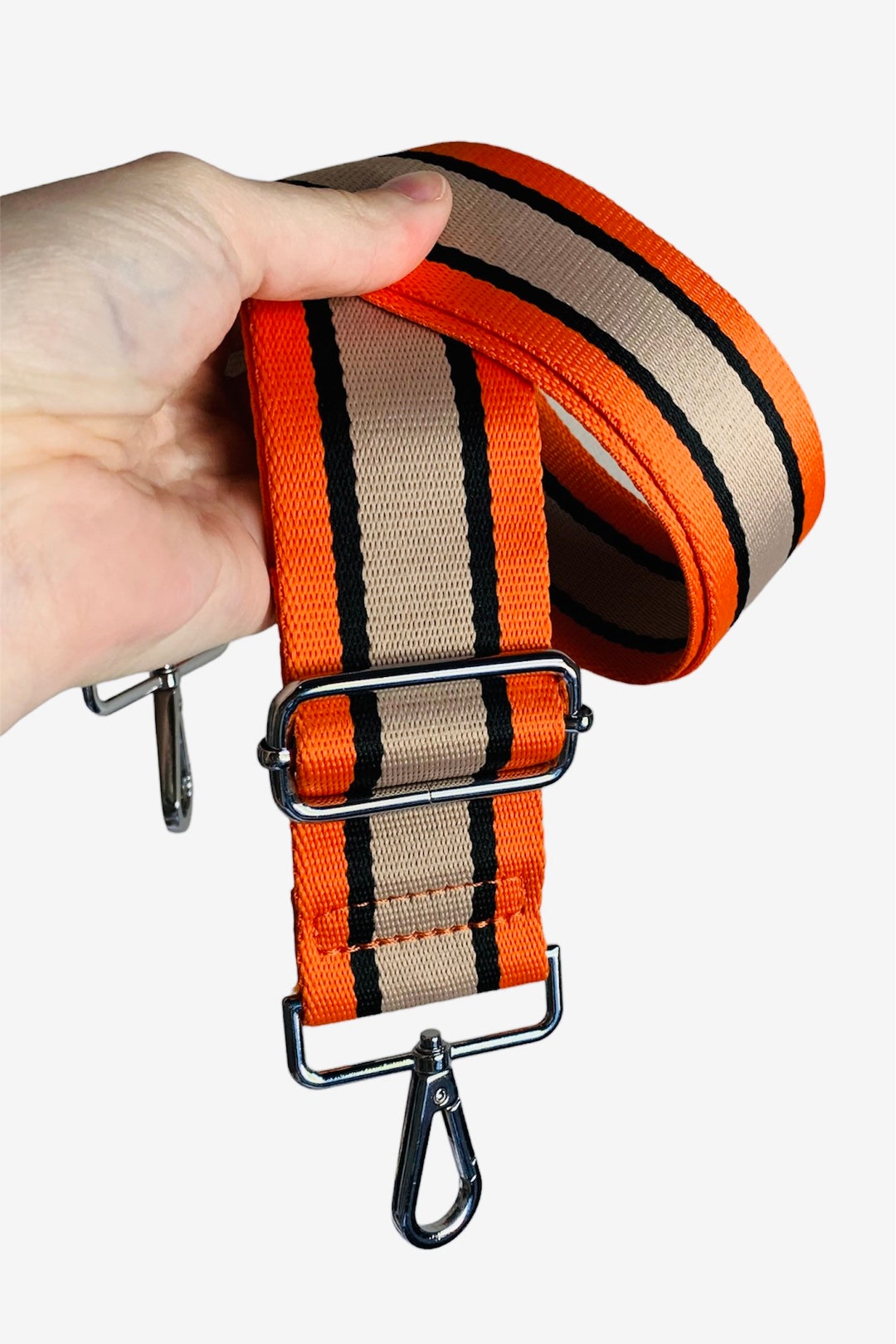 Orange Canvas Bag Strap, Replacement Bag Strap, Stripe Print Bag Strap