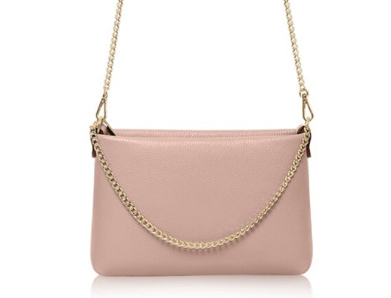 Light Pink Leather Crossbody Bag Square Pink Party Bag Womens