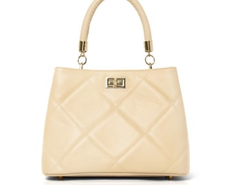 The Rachael Bag - Cream Leather Bag