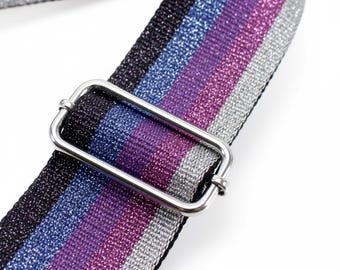 Sparkly Rainbow Canvas Bag Strap, Adjustable Replacement Handbag Strap