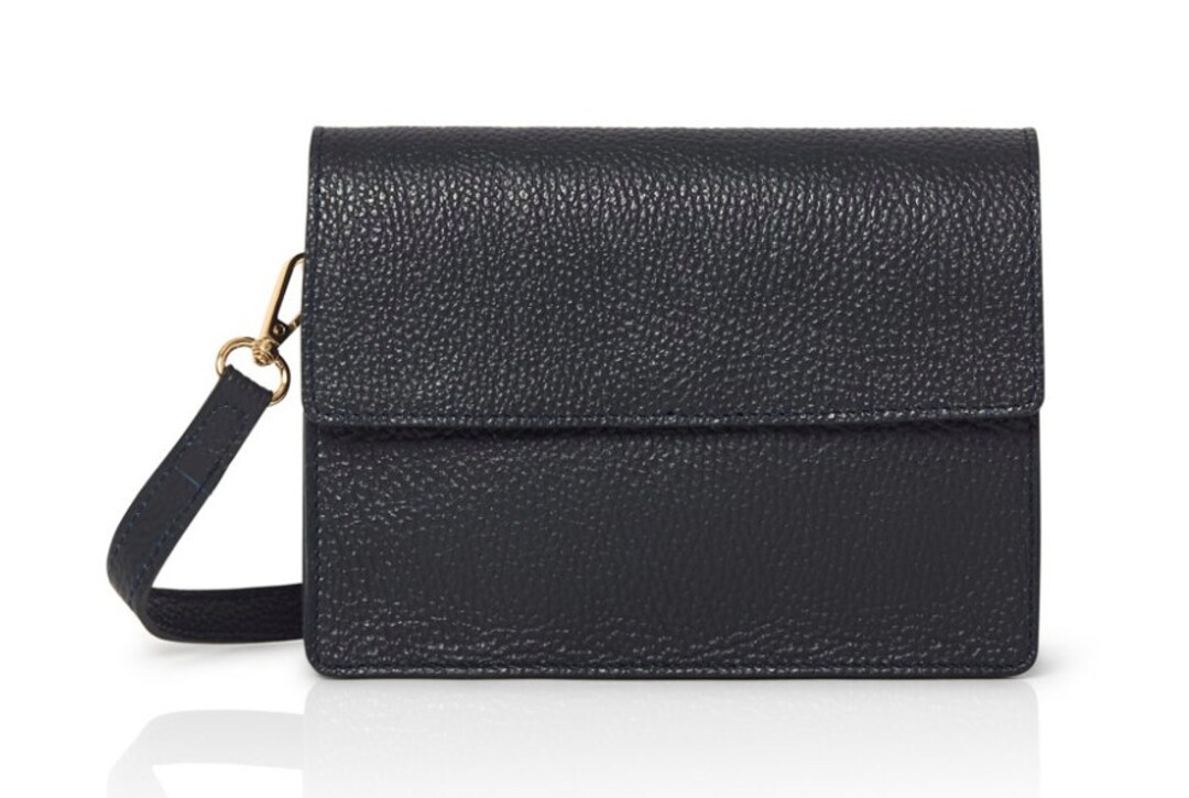 Navy Leather Crossbody Bag, Square Navy Bag, Party Bag, Womens Leather