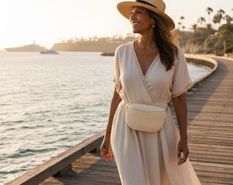 Woven Raffia Bum Bag: Summer Festival Crossbody Belt Bag - Personalised Bag - Rosie