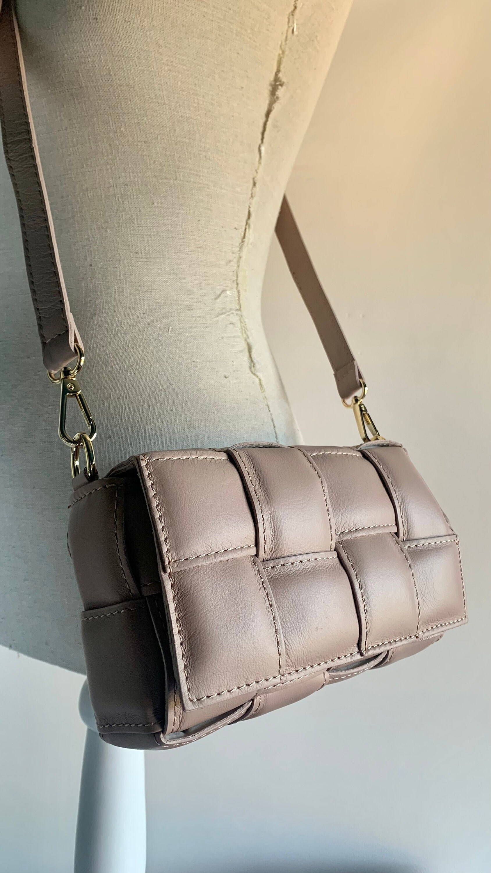 Take Me Away Nude Faux Leather Striped Strap Crossbody FINAL SALE