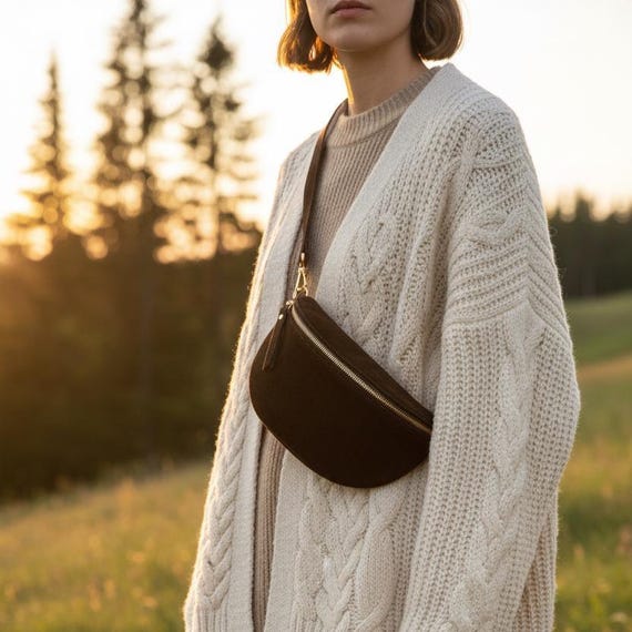 Brown Suede Bum Bag - Suede Fanny Pack - Bonnie