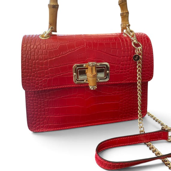 Personalised Crocodile Embossed Leather Bag – Numerous Colours: Genevieve