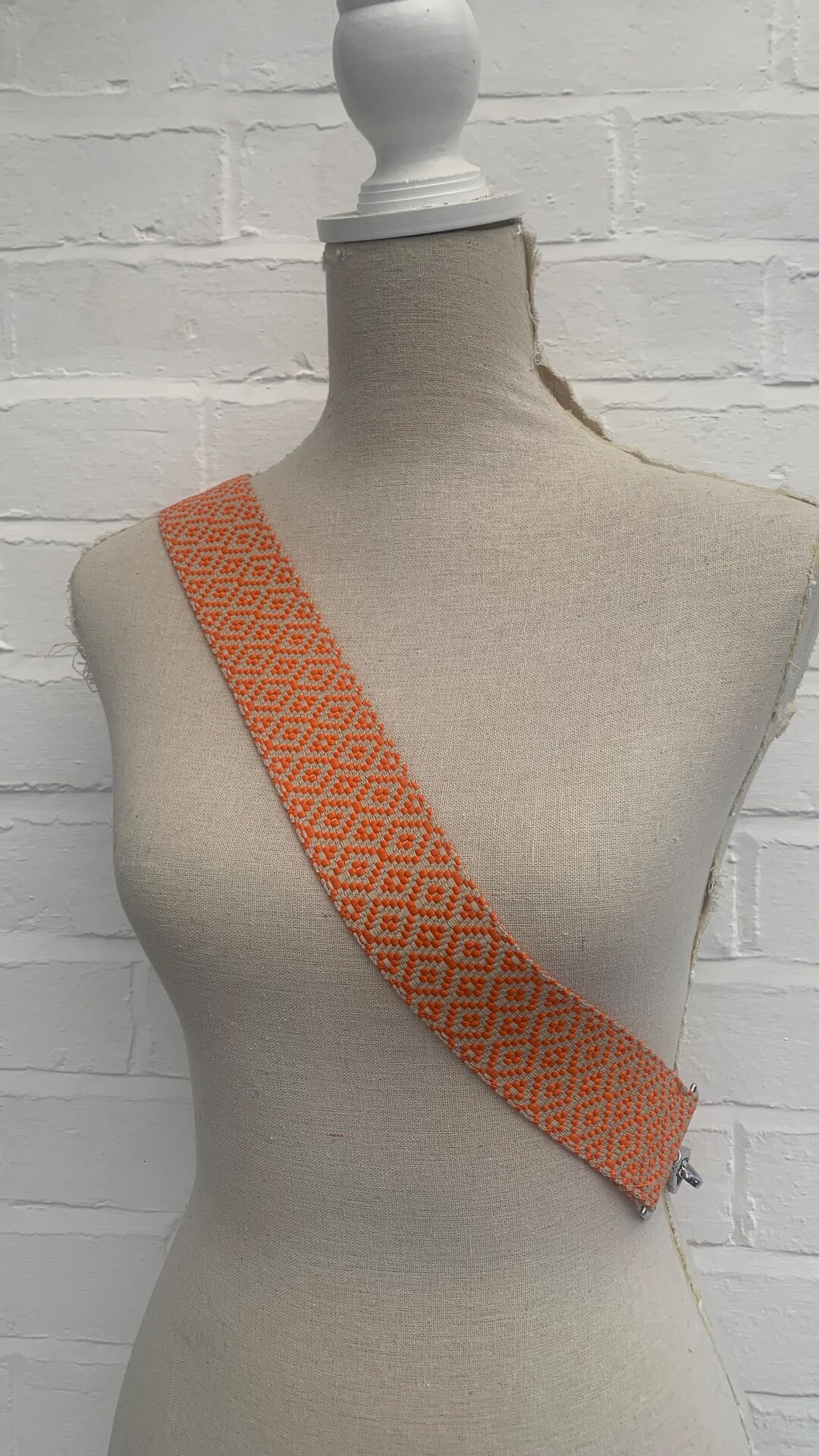 Orange Canvas Bag Strap, Replacement Bag Strap, Orange Print Bag Strap