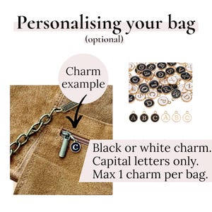 Personalisierte, dunkelbraune Wildleder-Schultertasche im Slouchy-Stil - Ava Bild 4