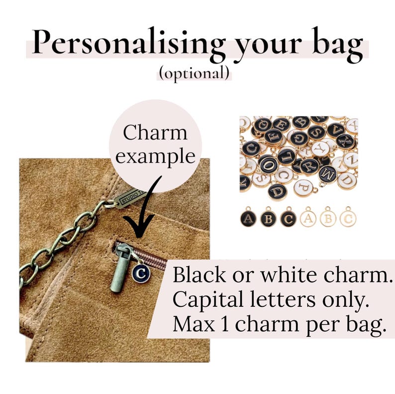 Personalisierte, dunkelbraune Wildleder-Schultertasche im Slouchy-Stil - Ava Bild 4