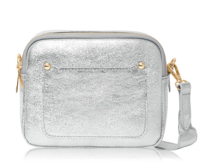 The Victoria Bag - Silver Leather Crossbody Bag