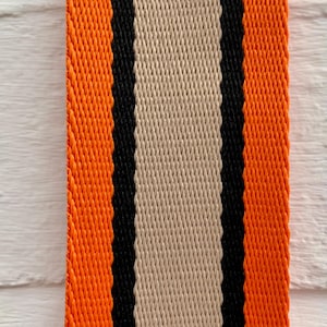 Orange Canvas Bag Strap, Replacement Bag Strap, Stripe Print Bag Strap, Adjustable Handbag Strap, Silver Hardware Bag Strap