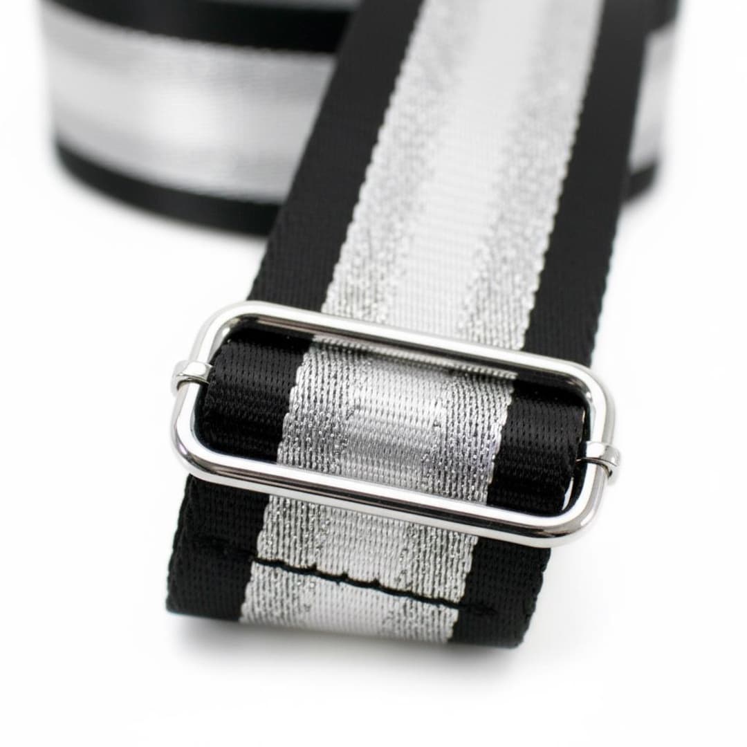 Bally Tommas Striped Canvas Replacement Strap Black Cream Adjustable Shoulder Striped Canvas Bag Strap: Handmade 50mm Replacement Shoulder  main image 3