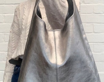 Grey metallic bag sale