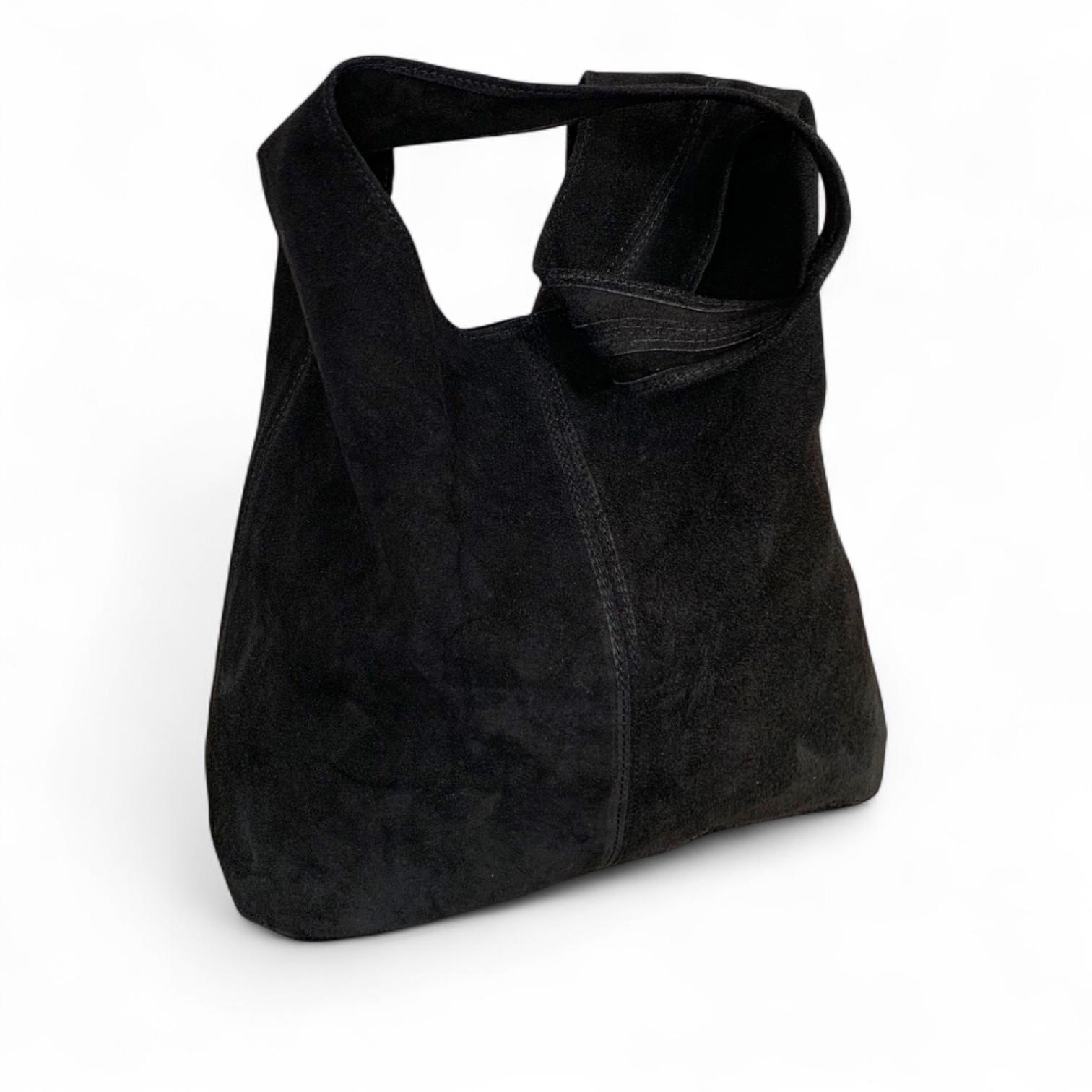Personalised Black Italian Suede Hobo Bag: Slouchy Shoulder Bag Personalised Black Italian Suede Hobo Bag: Slouchy Shoulder Bag
