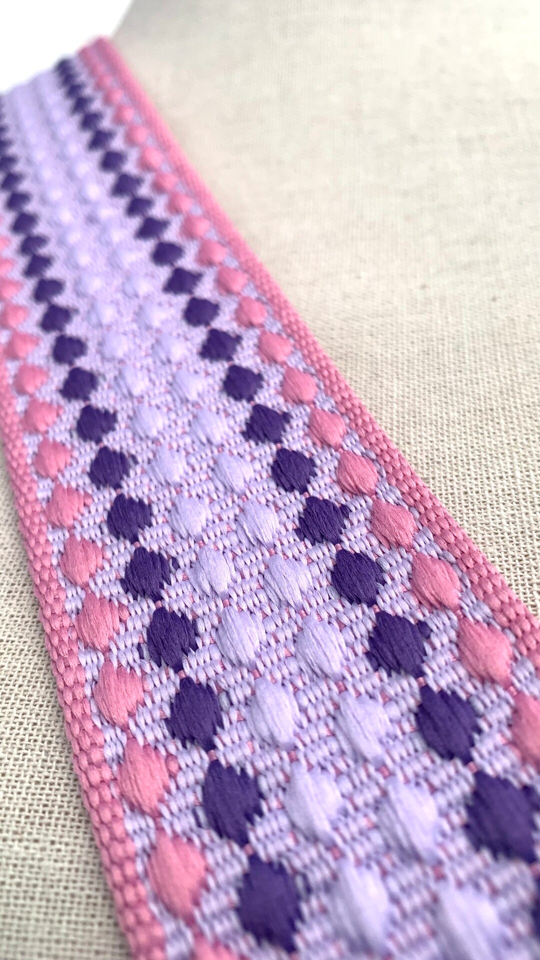 lilac-pink-dotty-canvas-bag-strap-replacement-bag-strap-lilac-print