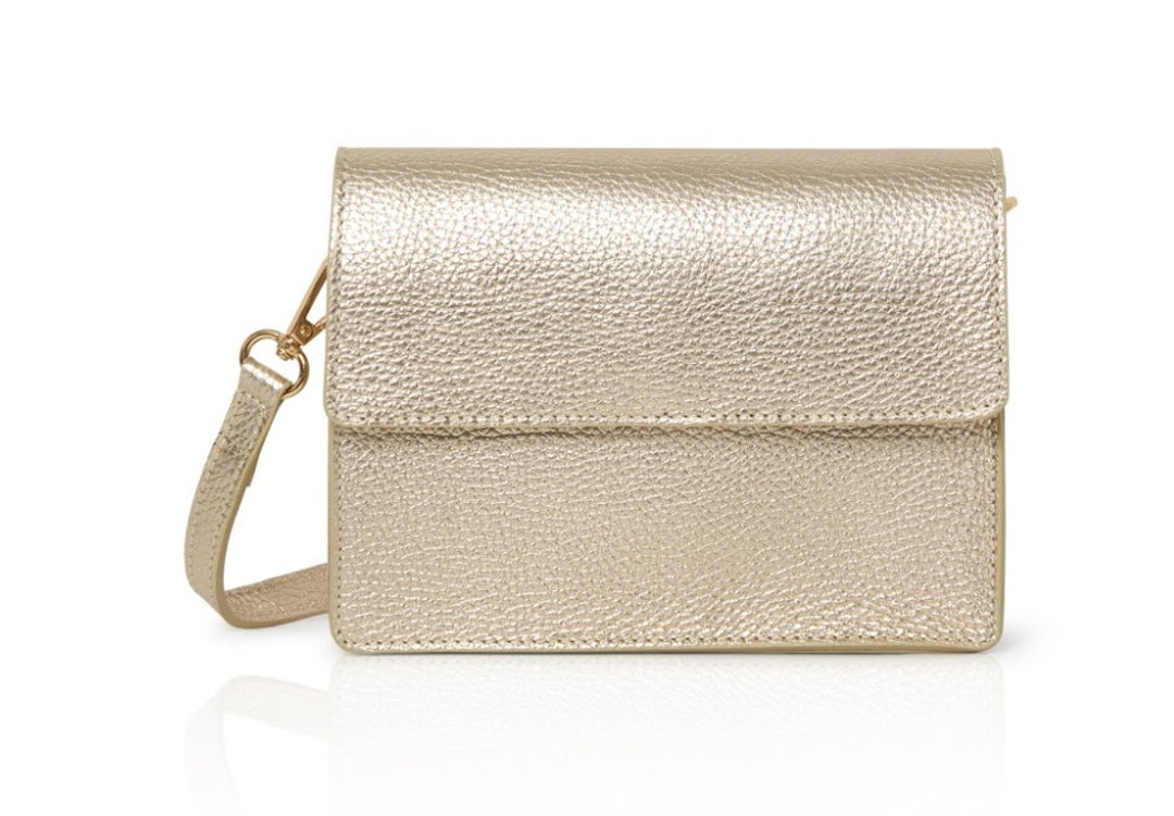 Gold Leather Crossbody Bag, Gold Silver Bag, Party Bag, Womens Leather