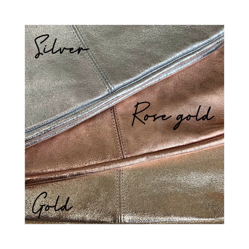 Metallic Leather Slouch Shoulder Bag, Silver Boho Bag, Rose Gold Bag, Gold Slouchy Bag, Shiny Bag, Metallic Bag, Unusual Gift image 10